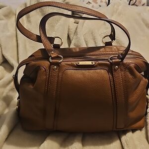 Michael Kors EUC Fulton handbag In Caramel/Brown Pebble Leather w/ Gold Hardware